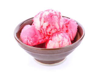 Ice cream in a cup on a white background.