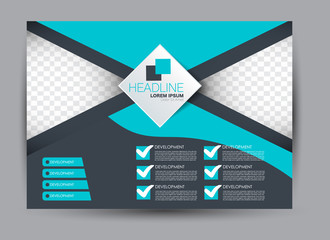 Flyer, brochure, billboard template design landscape orientation for education, presentation, website. Blue color. Editable vector illustration.