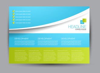 Flyer, brochure, billboard template design landscape orientation for education, presentation, website. Blue and green color. Editable vector illustration.