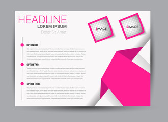 Flyer, brochure, billboard template design landscape orientation for education, presentation, website. Pink color. Editable vector illustration.