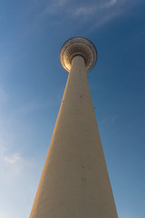 The Berlin Fernsehturm from upclose, vertical shot