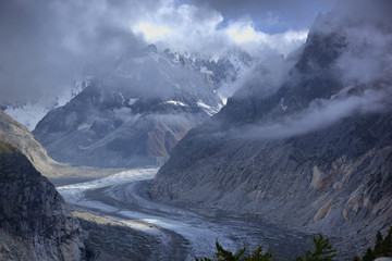 Mer de glace in Chamonix Mont Blanc, France.
Cloudy summer day
