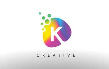 K Colorful Logo Design Shape. Purple Abstract Shape Letter Icon.