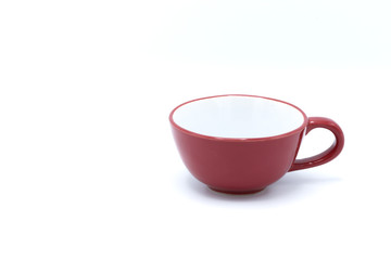 Red coffee cup on white background