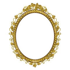 Decorative frame of golden color of an oval form