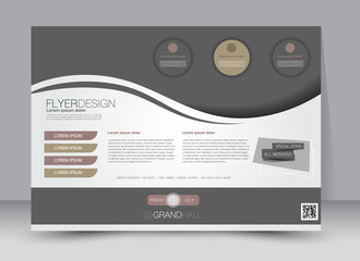 Flyer, brochure, billboard template design landscape orientation for education, presentation, website. Brown color. Editable vector illustration.