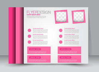 Flyer, brochure, billboard template design landscape orientation for education, presentation, website. Pink color. Editable vector illustration.