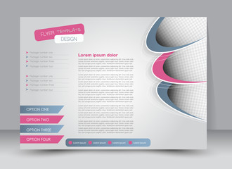 Flyer, brochure, billboard template design landscape orientation for education, presentation, website. Pink and grey color. Editable vector illustration.