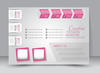 Flyer, brochure, billboard template design landscape orientation for education, presentation, website. Red color. Editable vector illustration.