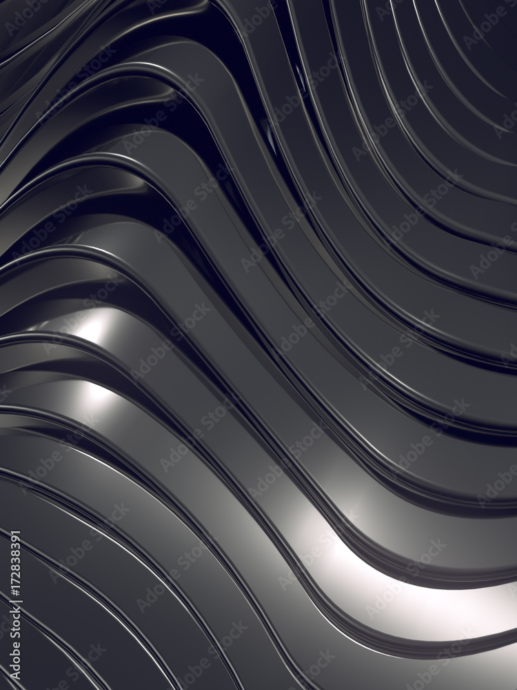 Aufkleber Wave band abstract background surface 3d rendering