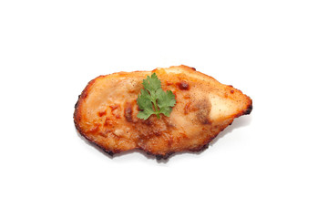 Roast chicken breast isolated on white background