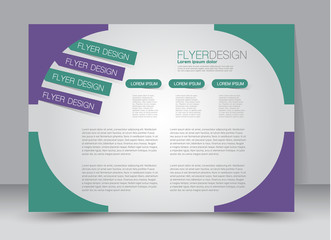 Flyer, brochure, billboard template design landscape orientation for education, presentation, website. Green and purple color. Editable vector illustration.