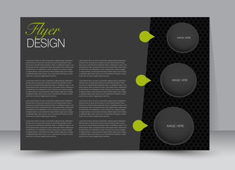 Flyer, brochure, billboard template design landscape orientation for education, presentation, website. Green and black color. Editable vector illustration.