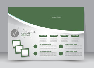Flyer, brochure, billboard template design landscape orientation for education, presentation, website. Green color. Editable vector illustration.