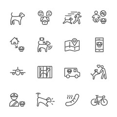 Dog is my best friend, Simple thin line icons set. Vector icon design