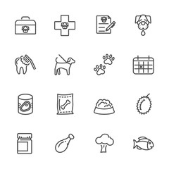 Dog is my best friend, Simple thin line icons set. Vector icon design