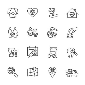Dog is my best friend, Simple thin line icons set. Vector icon design
