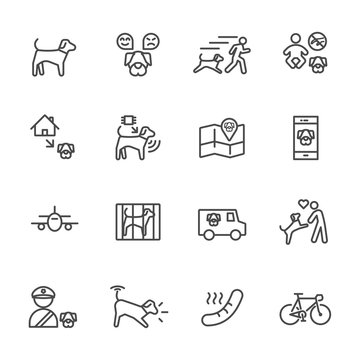 Dog Is My Best Friend, Simple Thin Line Icons Set. Vector Icon Design