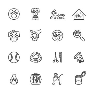 Dog Is My Best Friend, Simple Thin Line Icons Set. Vector Icon Design