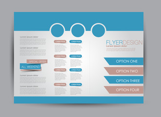 Flyer, brochure, billboard template design landscape orientation for education, presentation, website. Blue color. Editable vector illustration.