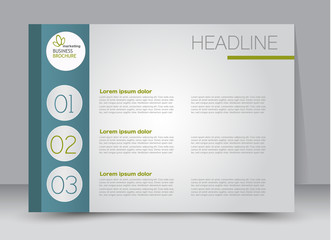 Green landscape wide flyer or brochure template. Billboard abstract background design. Business, education, presentation, advertisement concept. Vector illustration.