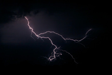 Lightning in the night sky
