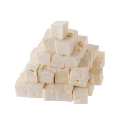 soy cheese tofu diced isolated on white background