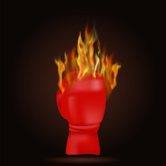 Burning Red Glove with Fire Flame