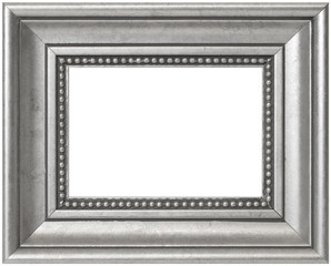 Silver Aged Vintage Picture Frame - Isolated on White