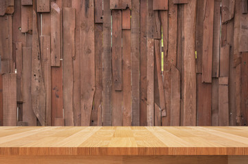 brown wood floor with grunge wood plank wall for background