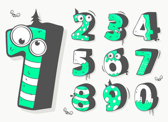 Vector illustration of a numbers set in funny design
