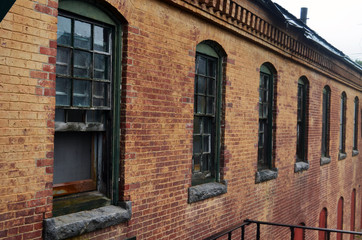 Old abandoned brick hospital building