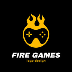 Fire games vector icon illustration template logo design. joystick in fire. Hot game, gamepad, gamer concept © svtdesign