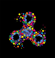 Creative abstract hand spinner, fidget spinner. Vector modern flat style cartoon colorfull illustration icon design. Isolated on black background.Fidget spinner concept print design for t-shirt,poster