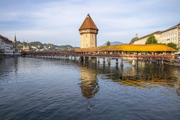 Fototapeta na wymiar Famous Chapel Bridge, Lucerne, Switzerland