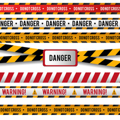 Vector set of Danger and Police Lines for restriction and dangerous zones on white background.. Vector Illustration