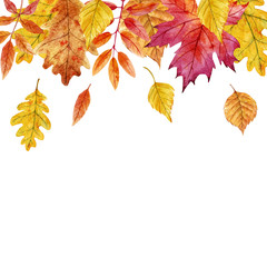 Fototapeta na wymiar Watercolor autumn leaves frame