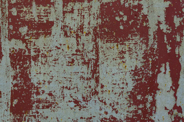Background of rusty metal. Two-tone metal texture. Red gray metal sheet.