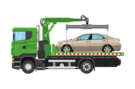Tow truck. City road side assistance service.