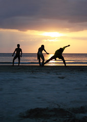 Soccer players on the beach, Ko Lanta, Thailand