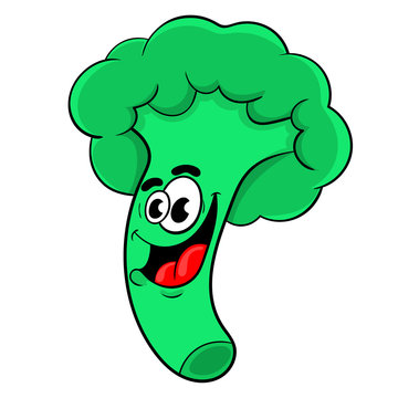 funny cartoon broccoli . the design of the character. vector illustration.