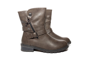 Female winter leather shoes