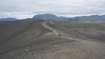 Fototapeta na wymiar A walk along the edge of Hverfjall crater, Iceland