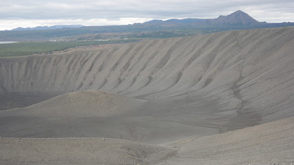 The inside of Hverfjall volcano on the north of Iceland
