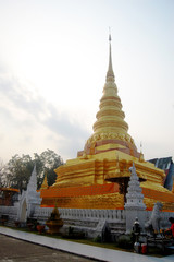 Buddha Relics in golden chedi of Wat Phra That Chae Haeng temple