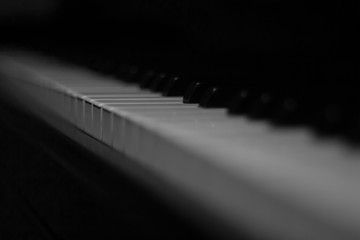  close-up of piano keys. close frontal view.
