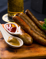 freshly cooked sausages