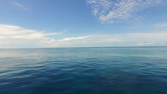 A drone took off to capture a beautiful aquatic experience on the ocean.