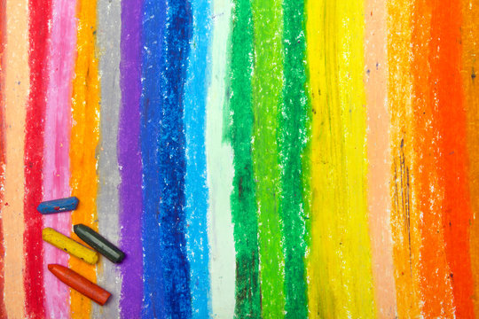 Photo of colorful oil pastels drawing texture for background.