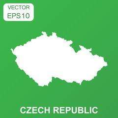Czech Republic map icon. Business concept Czech Republic pictogram. Vector illustration on green background.